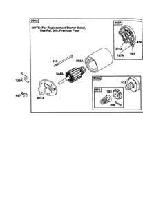 Replacement Starter Motor Diagram and Parts List for 198700  Briggs and Stratton Engine